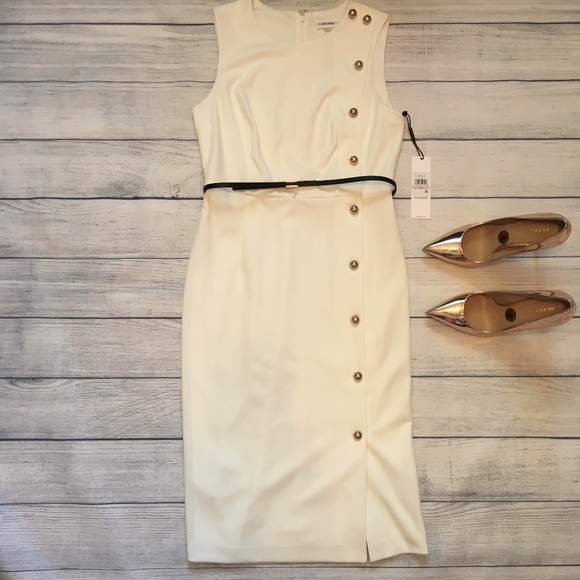 Calvin Klein Dresses & Skirts - NWT - "Calvin Klein" Ivory Button Sheath Dress